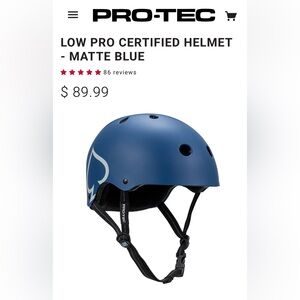 PRO-TEC Low Pro Matte Blue Helmet NWT